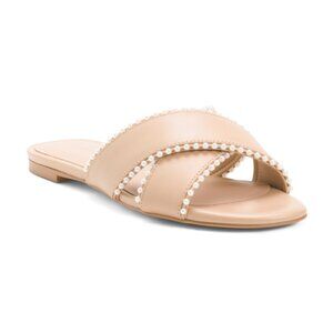 STUART WEITZMAN Leather Roza Pearl Slides